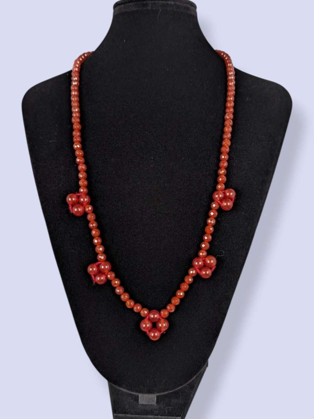 Orange-Red Carnelian & Agate Beaded Accent Necklace